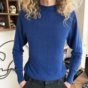 Vintage 80s Navy Blue Duofold Thermal Made in USA ~ Size Medium